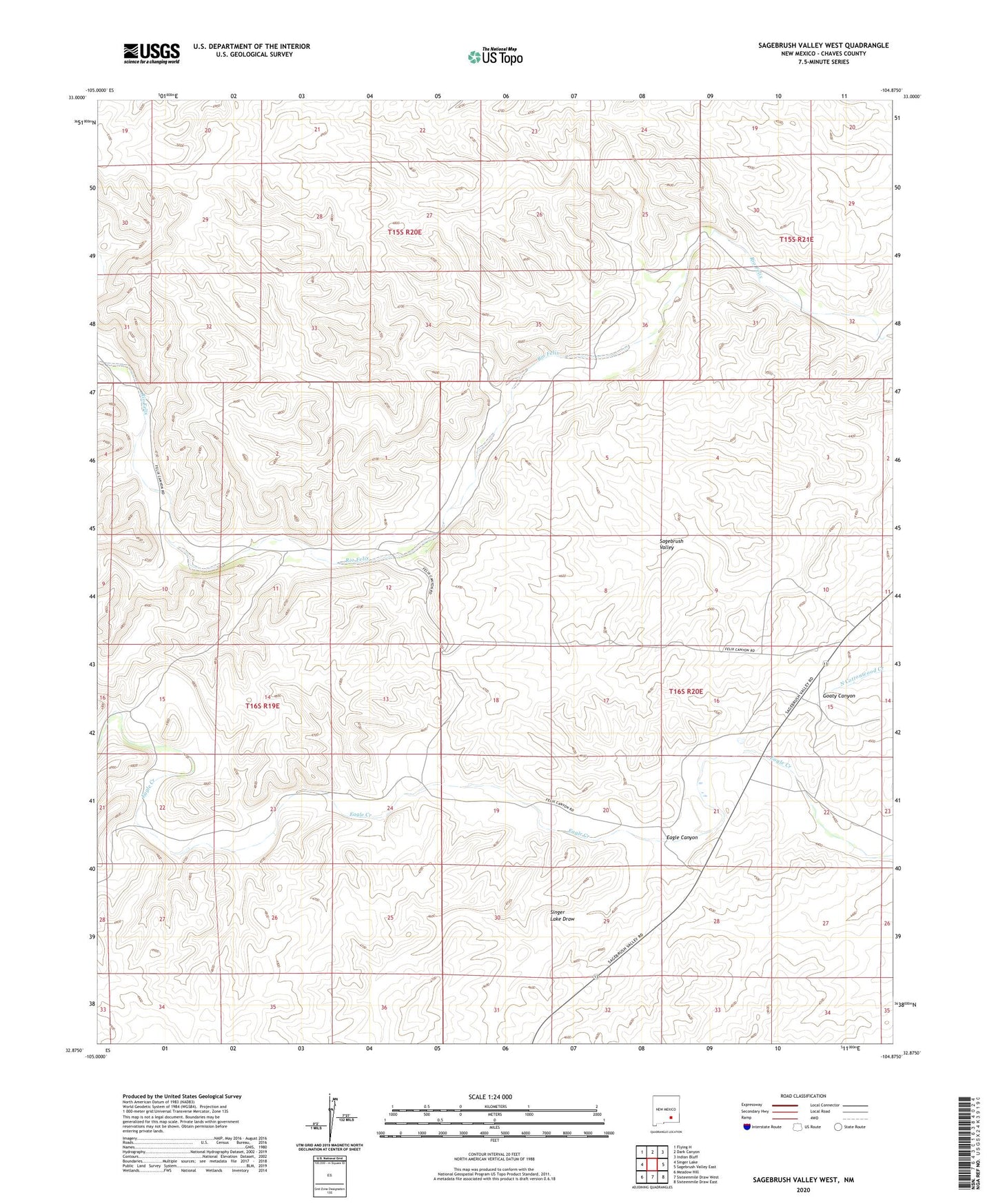 Sagebrush Valley West New Mexico US Topo Map Image