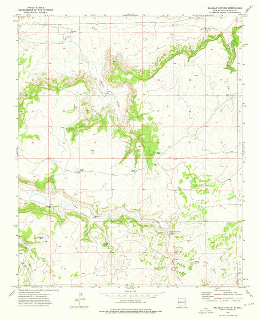 Classic USGS Salazar Canyon New Mexico 7.5'x7.5' Topo Map Image