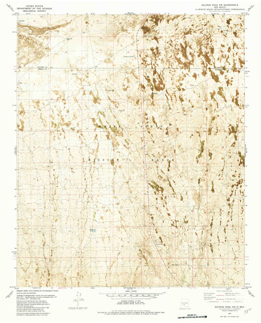 Classic USGS Salinas Peak NW New Mexico 7.5'x7.5' Topo Map Image