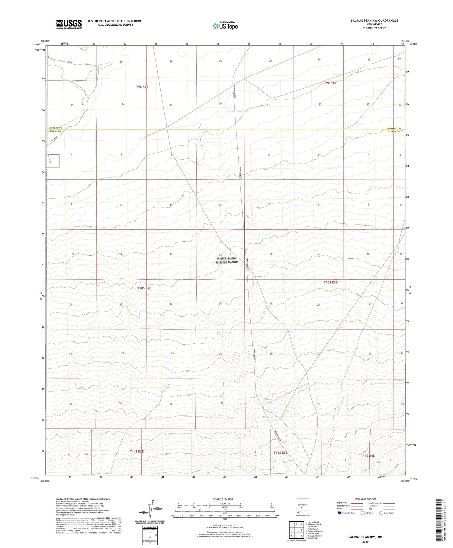 Salinas Peak NW New Mexico US Topo Map Image