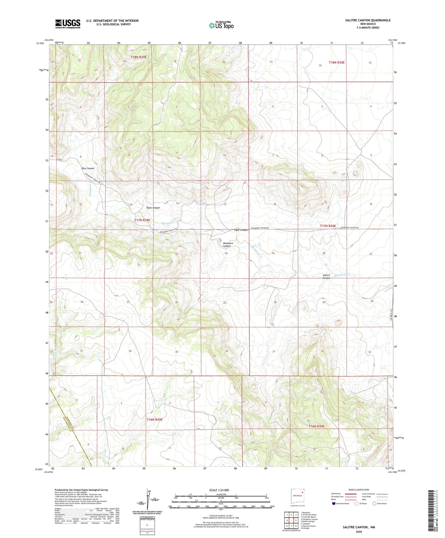 Salitre Canyon New Mexico US Topo Map Image