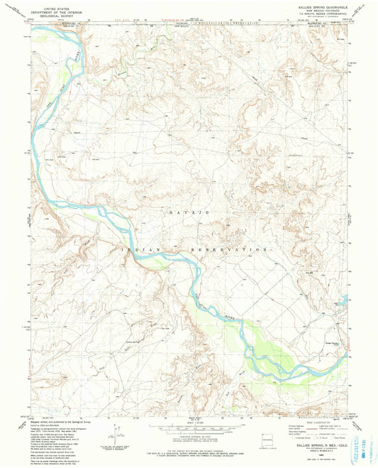 Classic USGS Sallies Spring New Mexico 7.5'x7.5' Topo Map Image