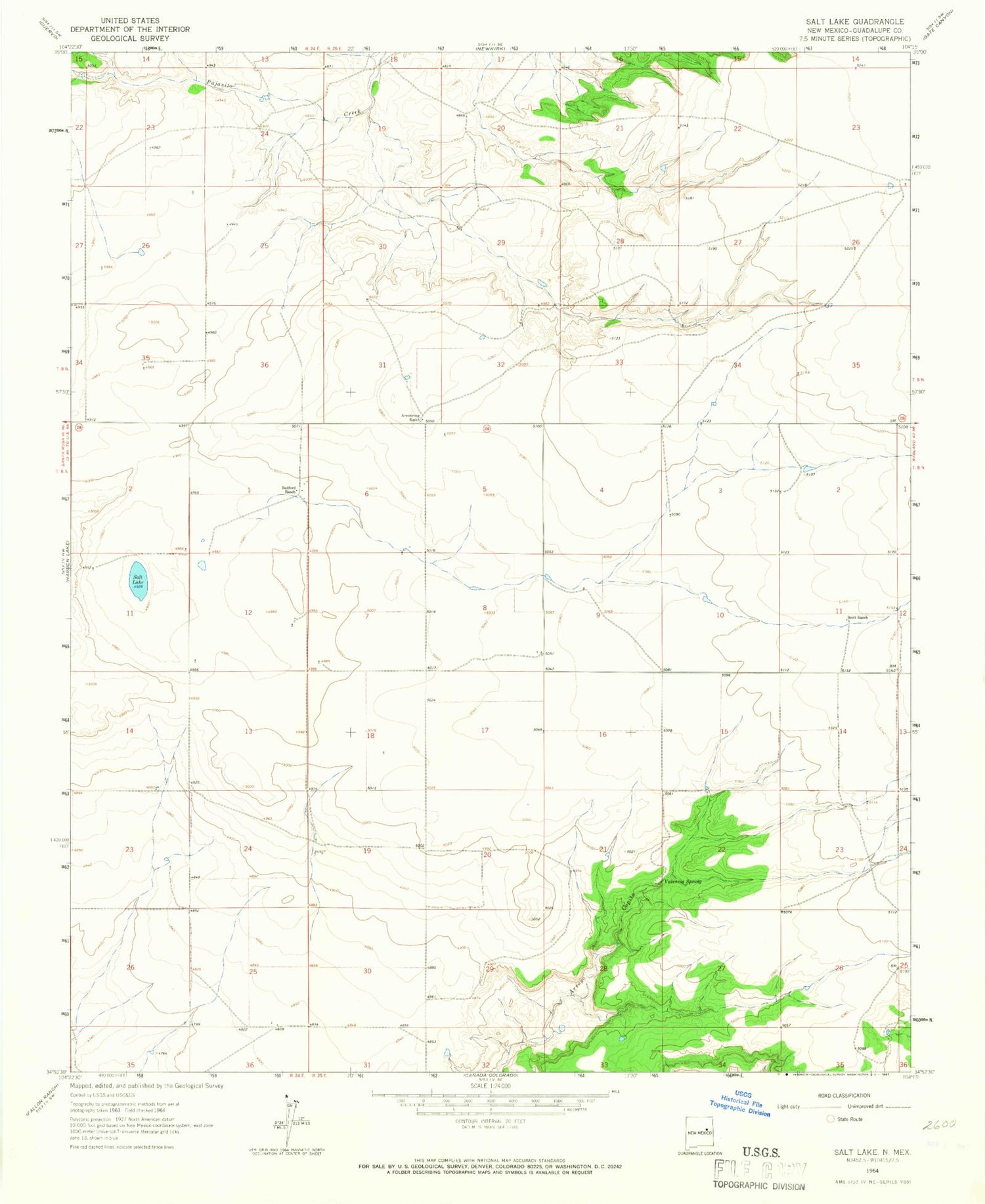Classic USGS Salt Lake New Mexico 7.5'x7.5' Topo Map Image