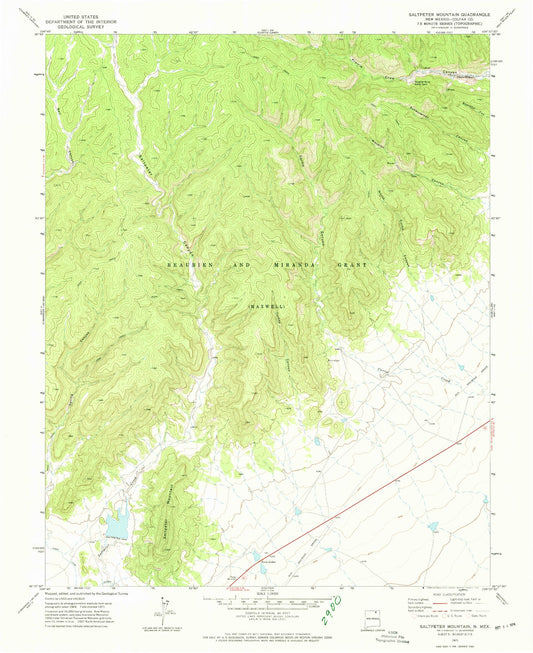 Classic USGS Saltpeter Mountain New Mexico 7.5'x7.5' Topo Map Image