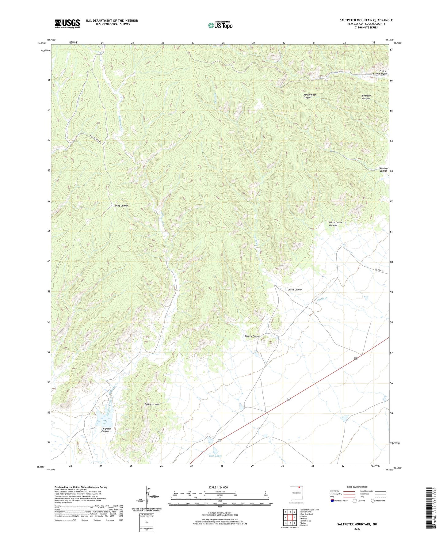 Saltpeter Mountain New Mexico US Topo Map Image