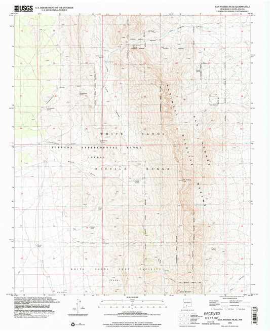 Classic USGS San Andres Peak New Mexico 7.5'x7.5' Topo Map Image