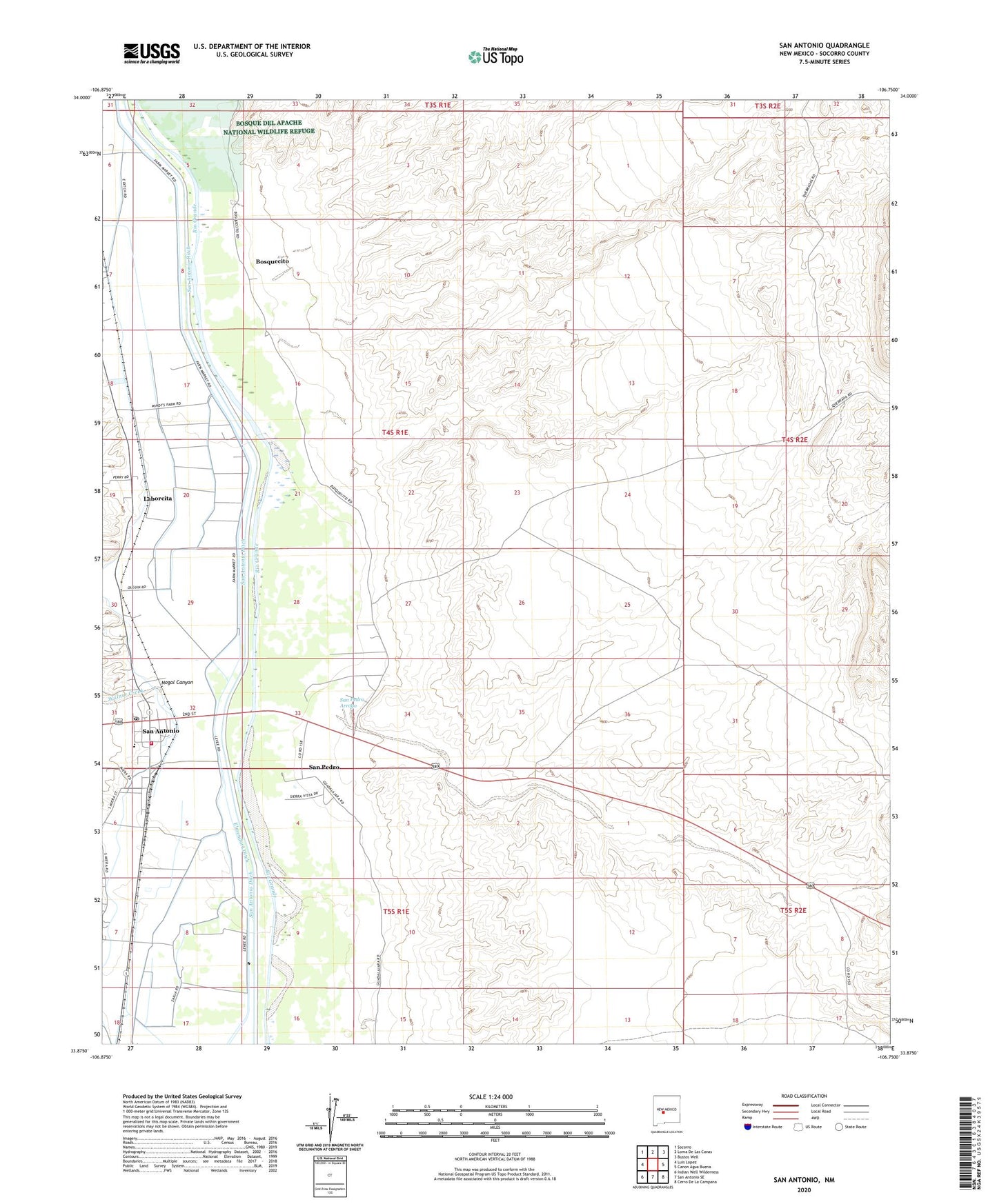 San Antonio New Mexico US Topo Map Image