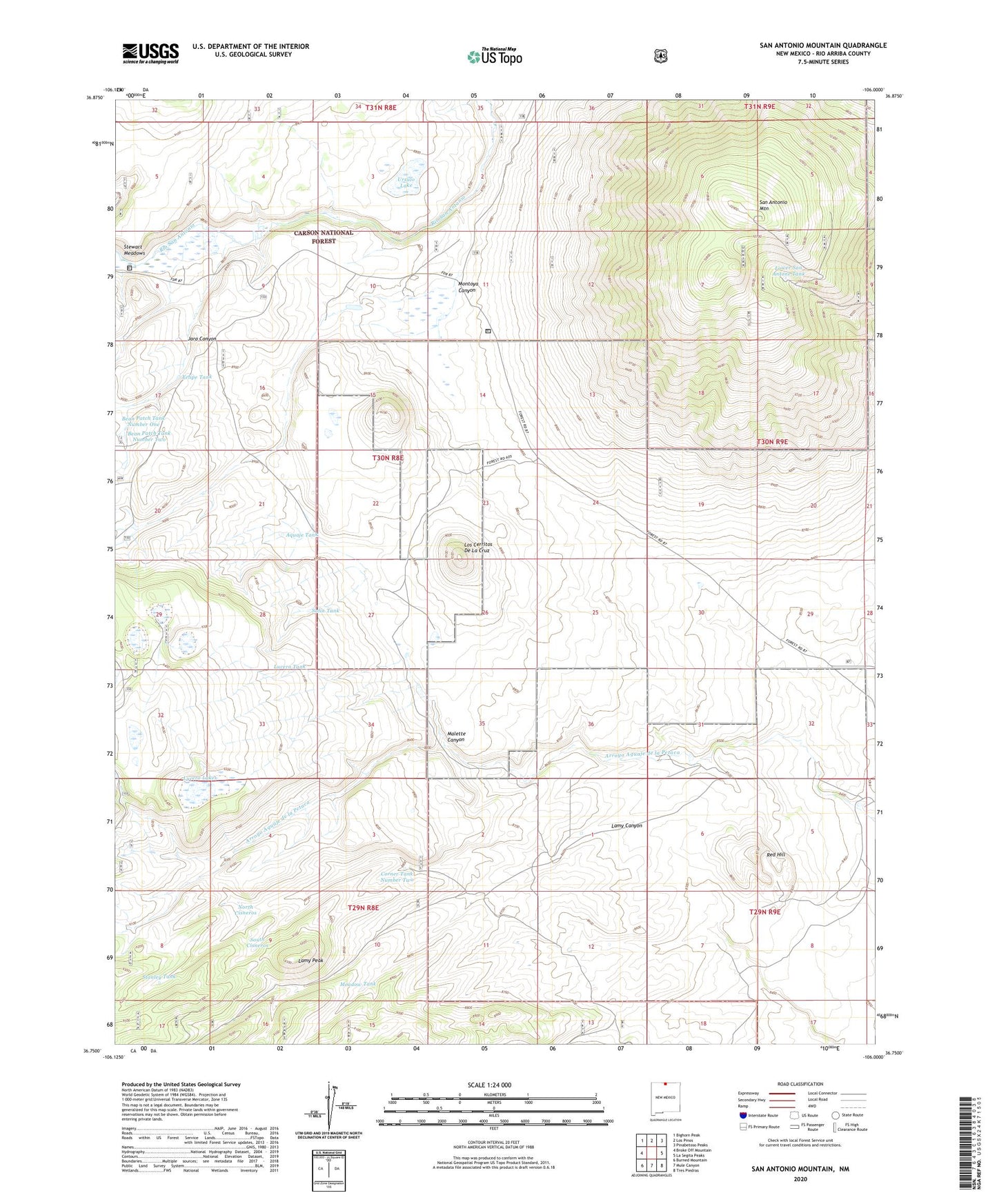 San Antonio Mountain New Mexico US Topo Map Image