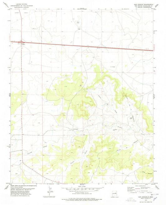 Classic USGS San Ignacio New Mexico 7.5'x7.5' Topo Map Image