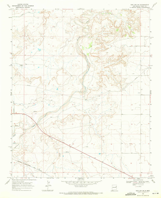 Classic USGS San Jon NW New Mexico 7.5'x7.5' Topo Map Image