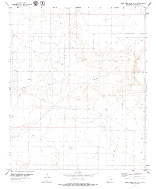 Classic USGS San Juan Mesa West New Mexico 7.5'x7.5' Topo Map Image