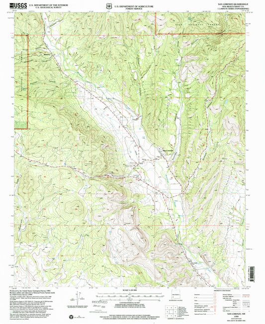 Classic USGS San Lorenzo New Mexico 7.5'x7.5' Topo Map Image