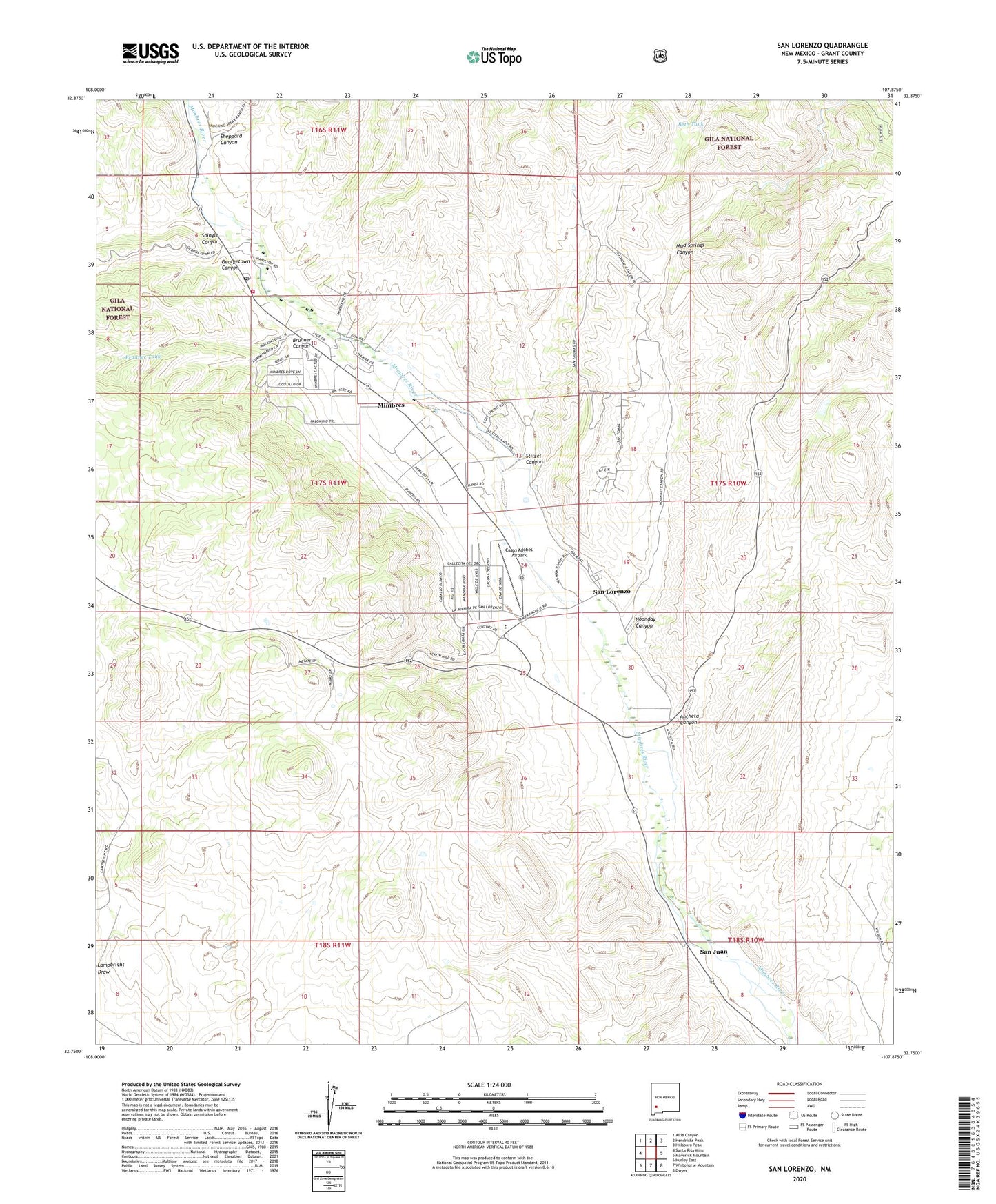 San Lorenzo New Mexico US Topo Map Image