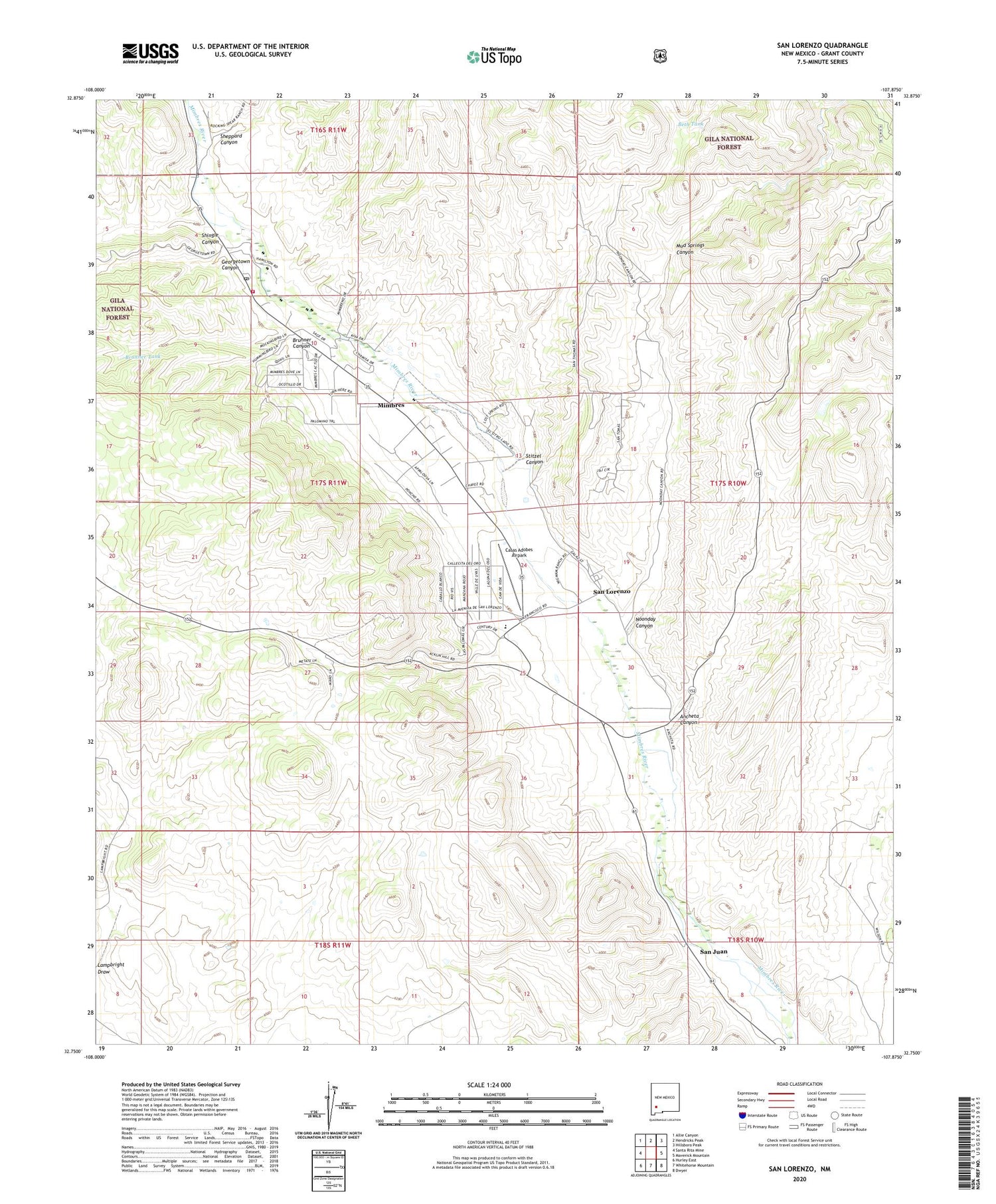 San Lorenzo New Mexico US Topo Map Image