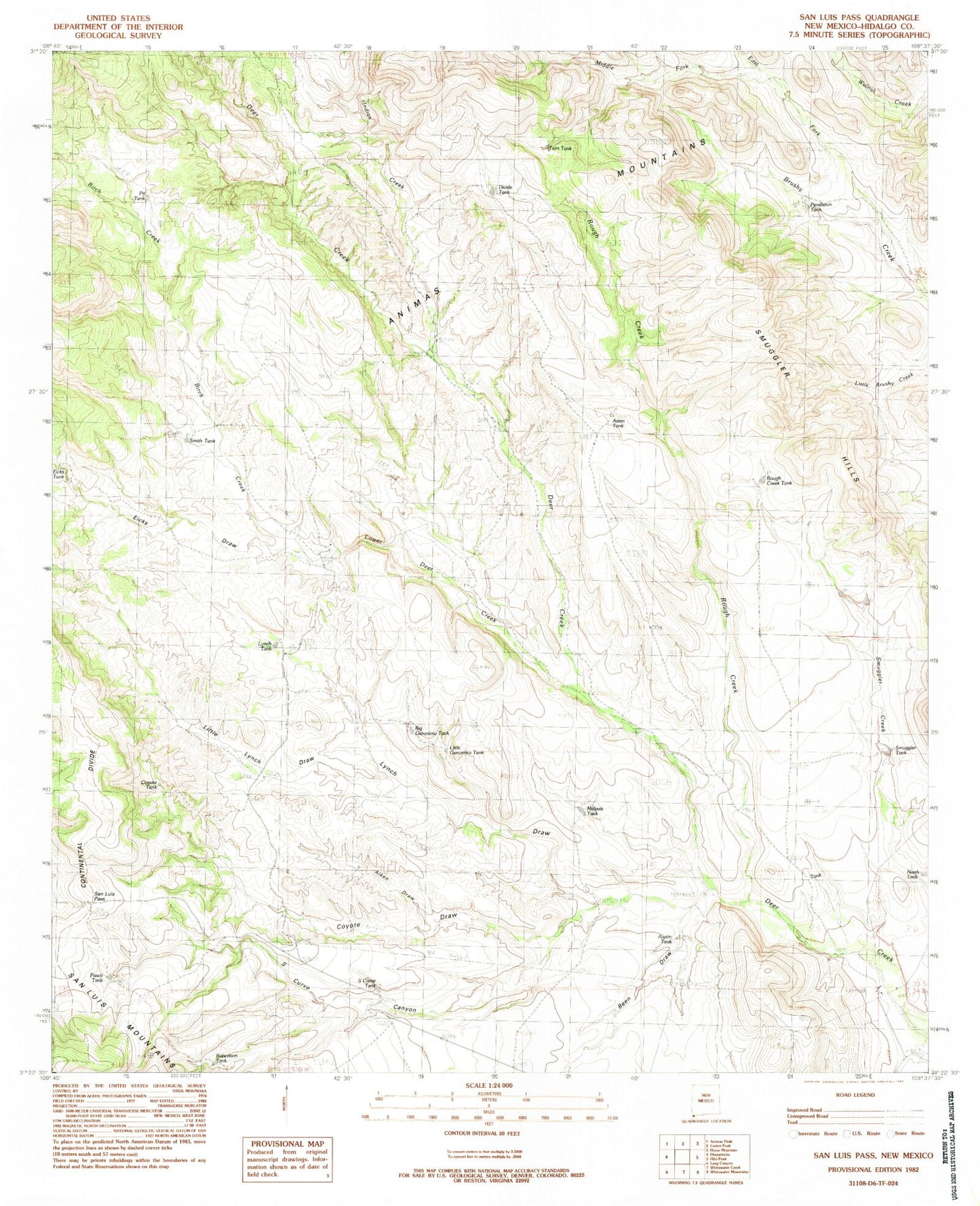 Classic USGS San Luis Pass New Mexico 7.5'x7.5' Topo Map Image