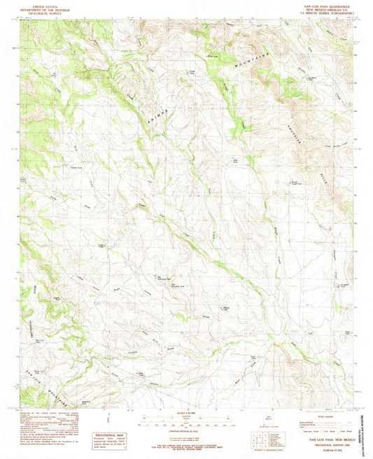 Classic USGS San Luis Pass New Mexico 7.5'x7.5' Topo Map Image