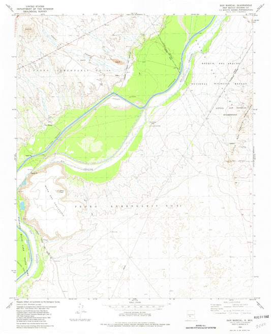 Classic USGS San Marcial New Mexico 7.5'x7.5' Topo Map Image