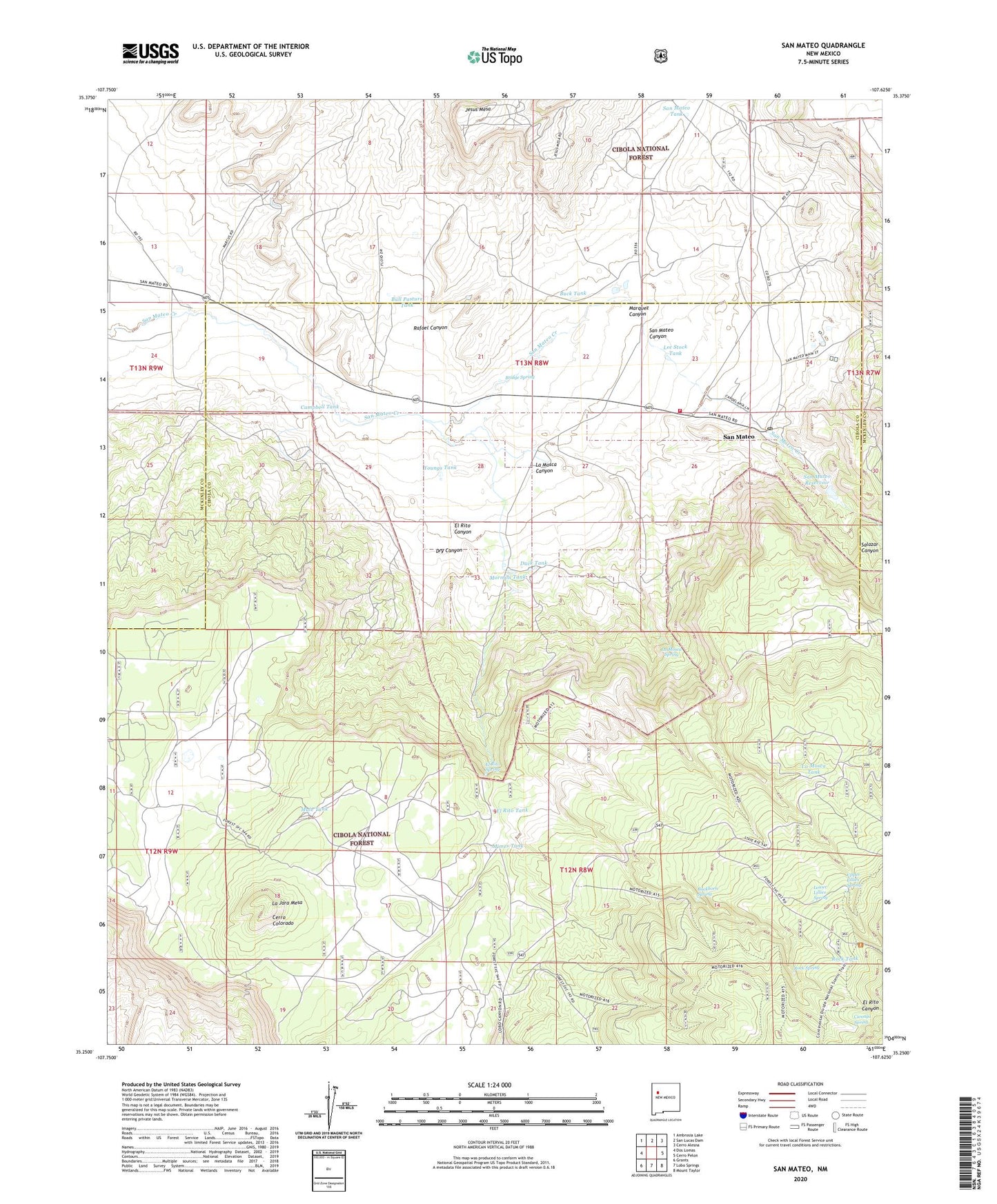 San Mateo New Mexico US Topo Map Image