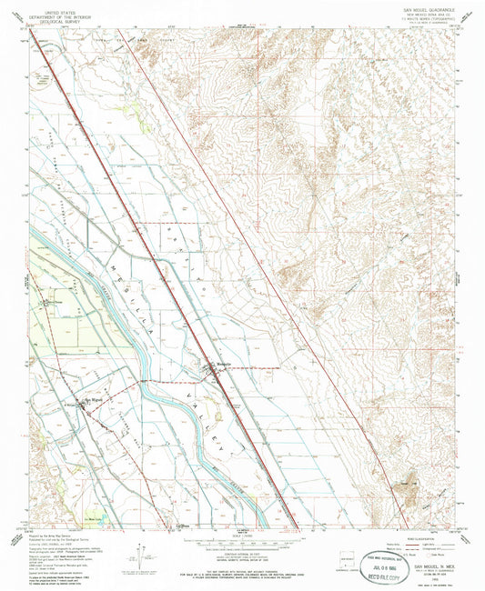 Classic USGS San Miguel New Mexico 7.5'x7.5' Topo Map Image