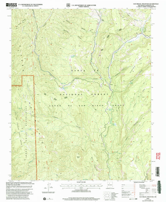 Classic USGS San Miguel Mountain New Mexico 7.5'x7.5' Topo Map Image
