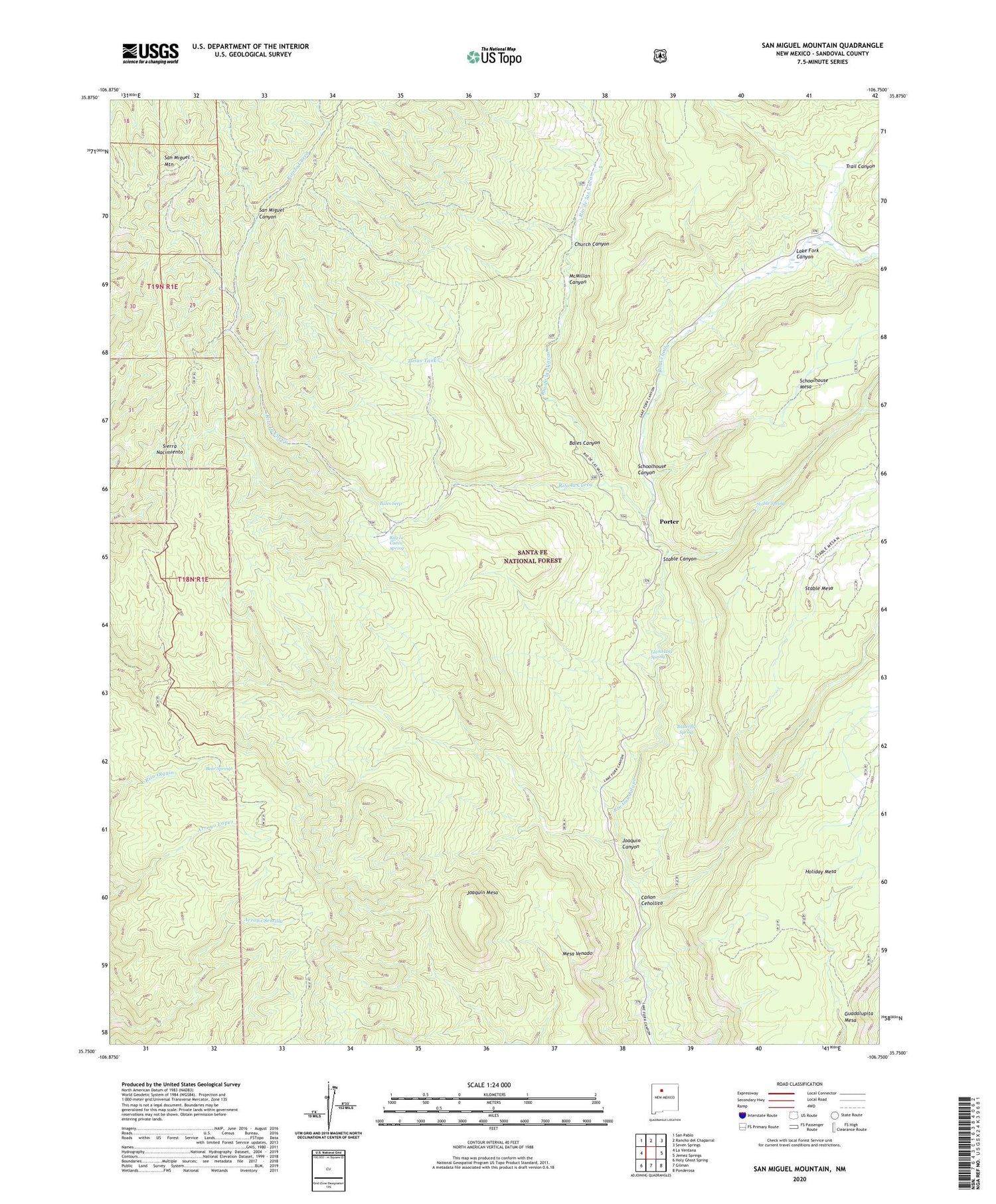 San Miguel Mountain New Mexico US Topo Map Image