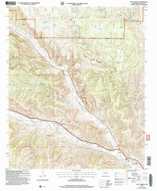 Classic USGS San Patricio New Mexico 7.5'x7.5' Topo Map Image