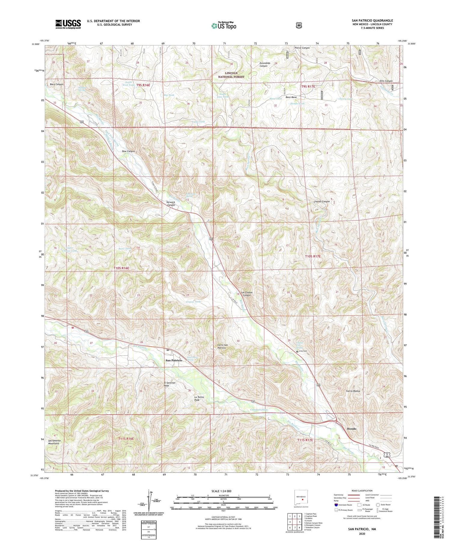 San Patricio New Mexico US Topo Map Image