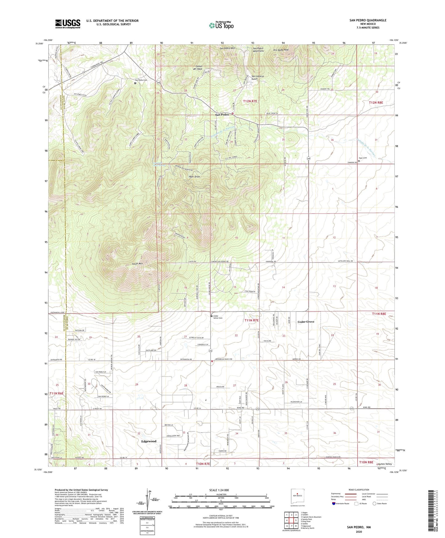 San Pedro New Mexico US Topo Map Image
