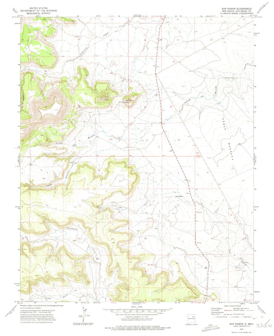 Classic USGS San Ramon New Mexico 7.5'x7.5' Topo Map Image