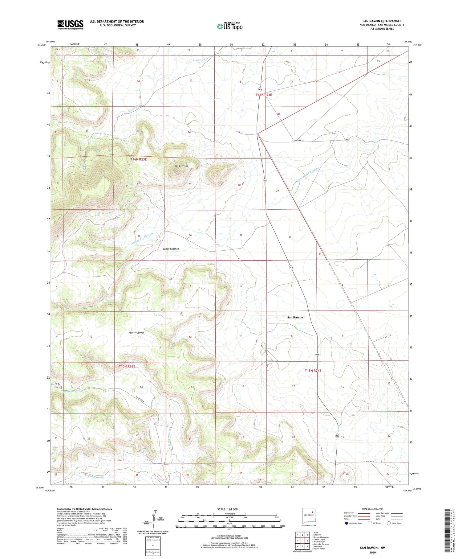 San Ramon New Mexico US Topo Map Image