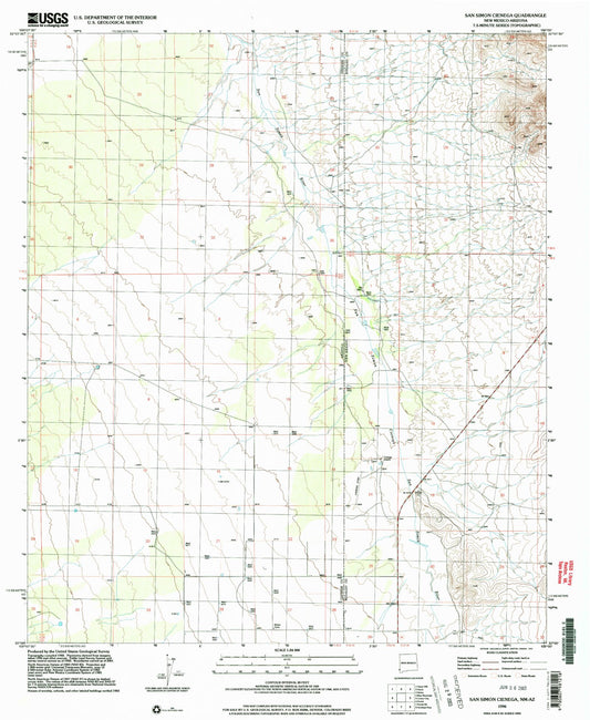 Classic USGS San Simon Cienega New Mexico 7.5'x7.5' Topo Map Image