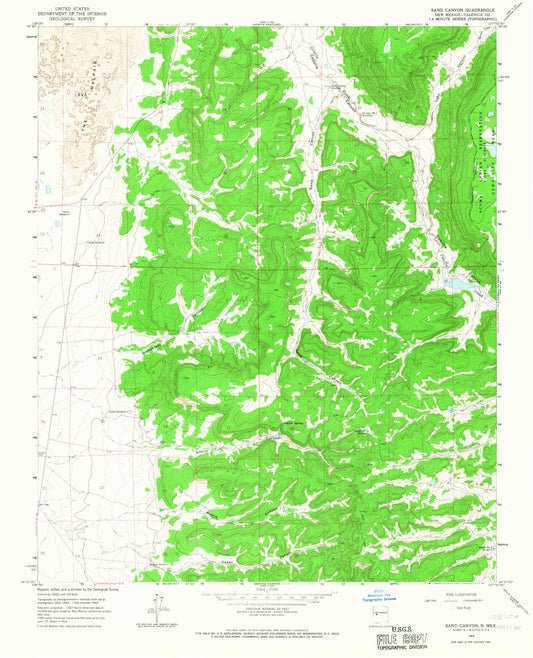 Classic USGS Sand Canyon New Mexico 7.5'x7.5' Topo Map Image