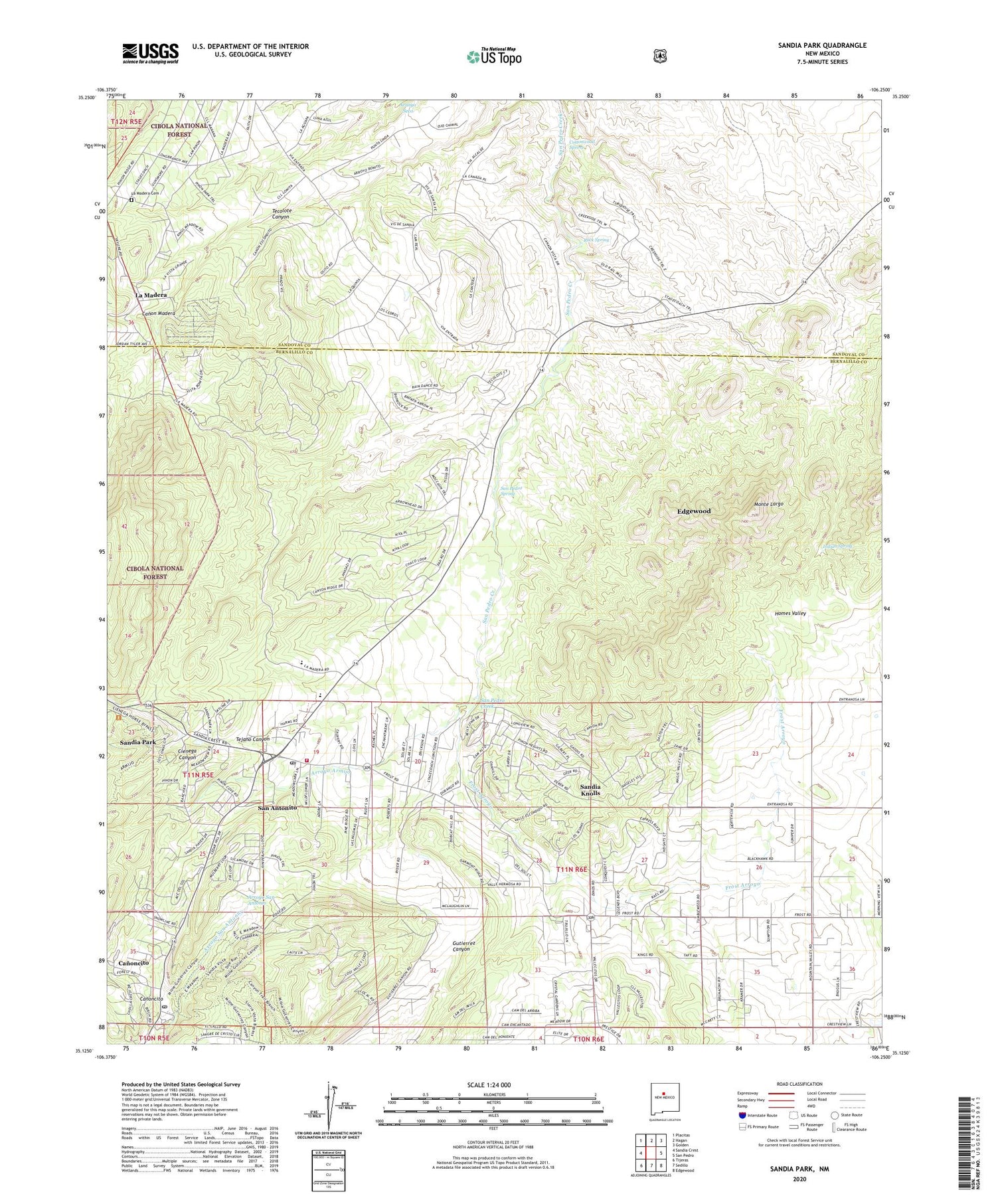 Sandia Park New Mexico US Topo Map Image