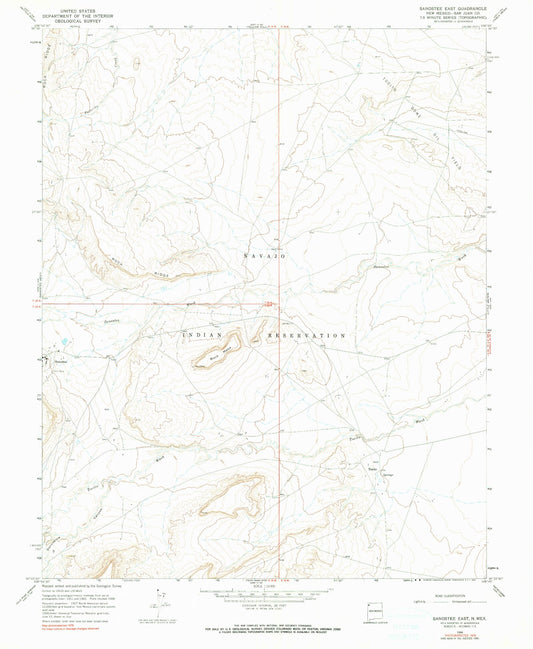 Classic USGS Sanostee East New Mexico 7.5'x7.5' Topo Map Image
