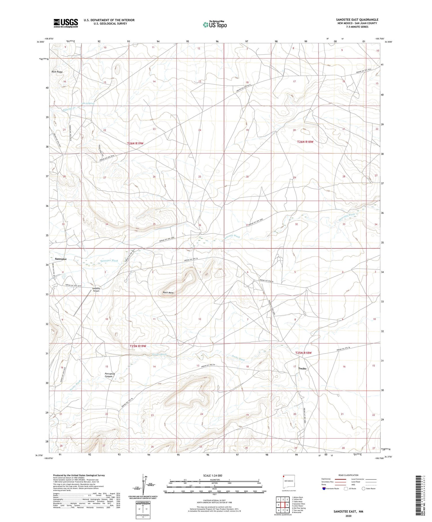 Sanostee East New Mexico US Topo Map Image