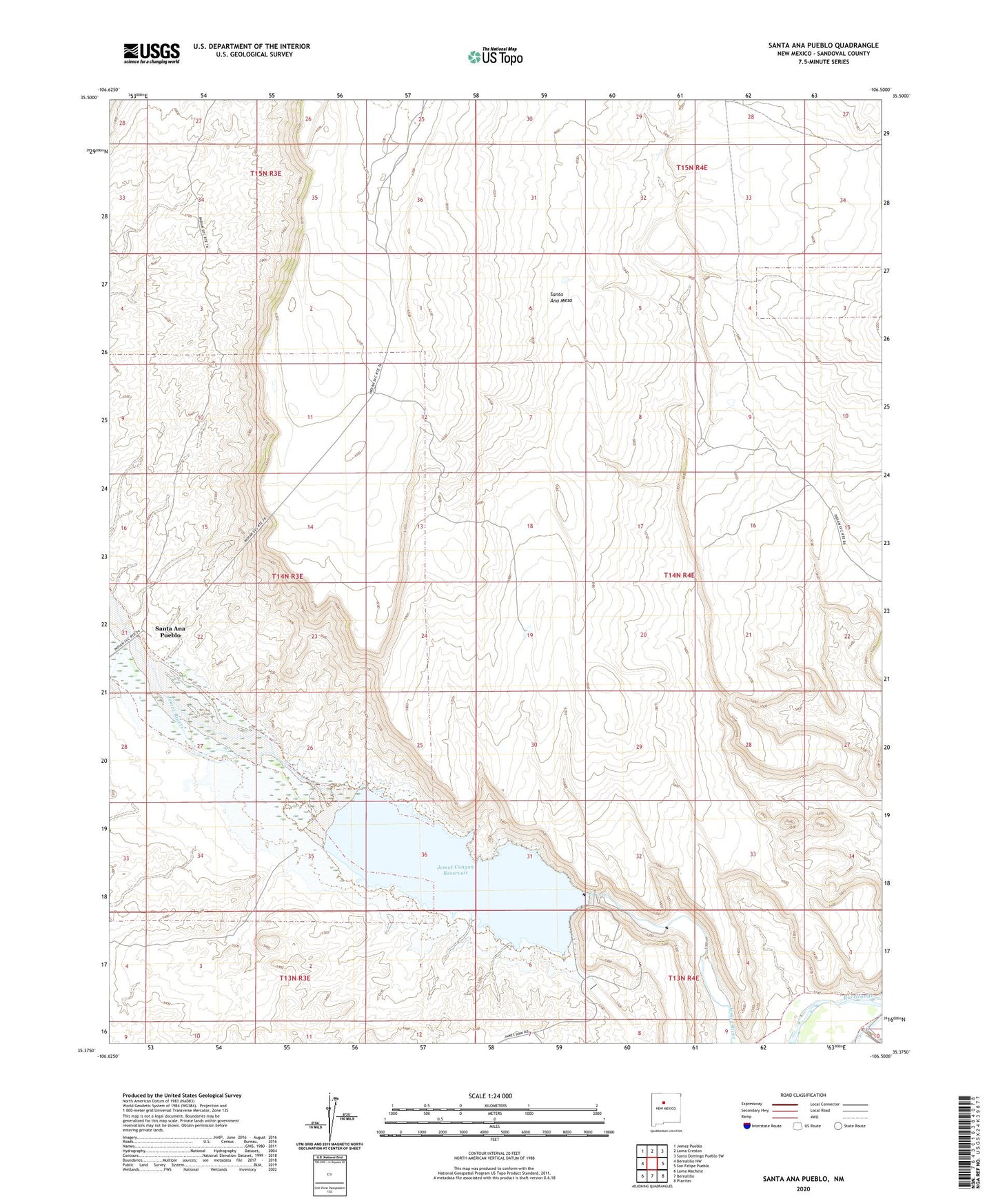 Santa Ana Pueblo New Mexico US Topo Map Image