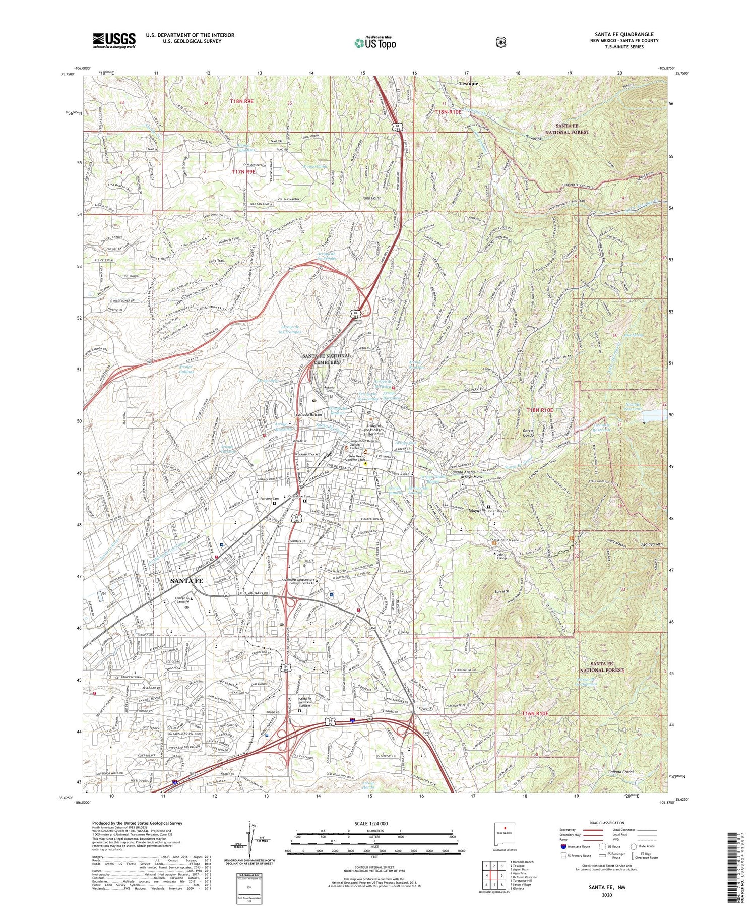 Santa Fe New Mexico US Topo Map Image
