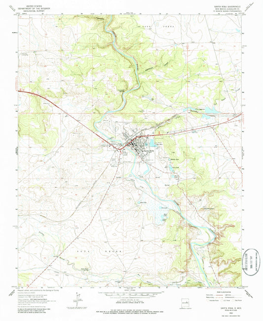 Classic USGS Santa Rosa New Mexico 7.5'x7.5' Topo Map Image