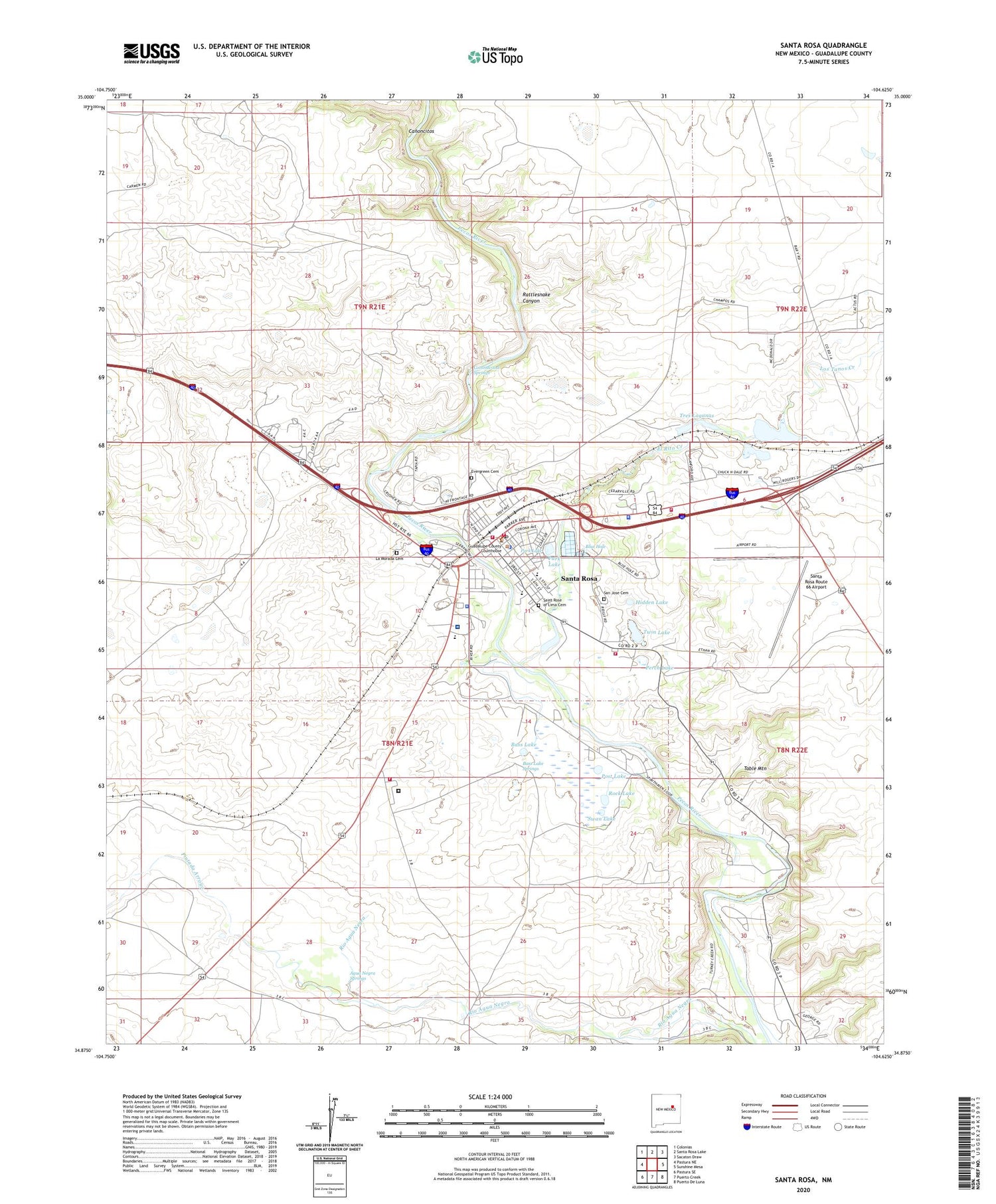 Santa Rosa New Mexico US Topo Map Image