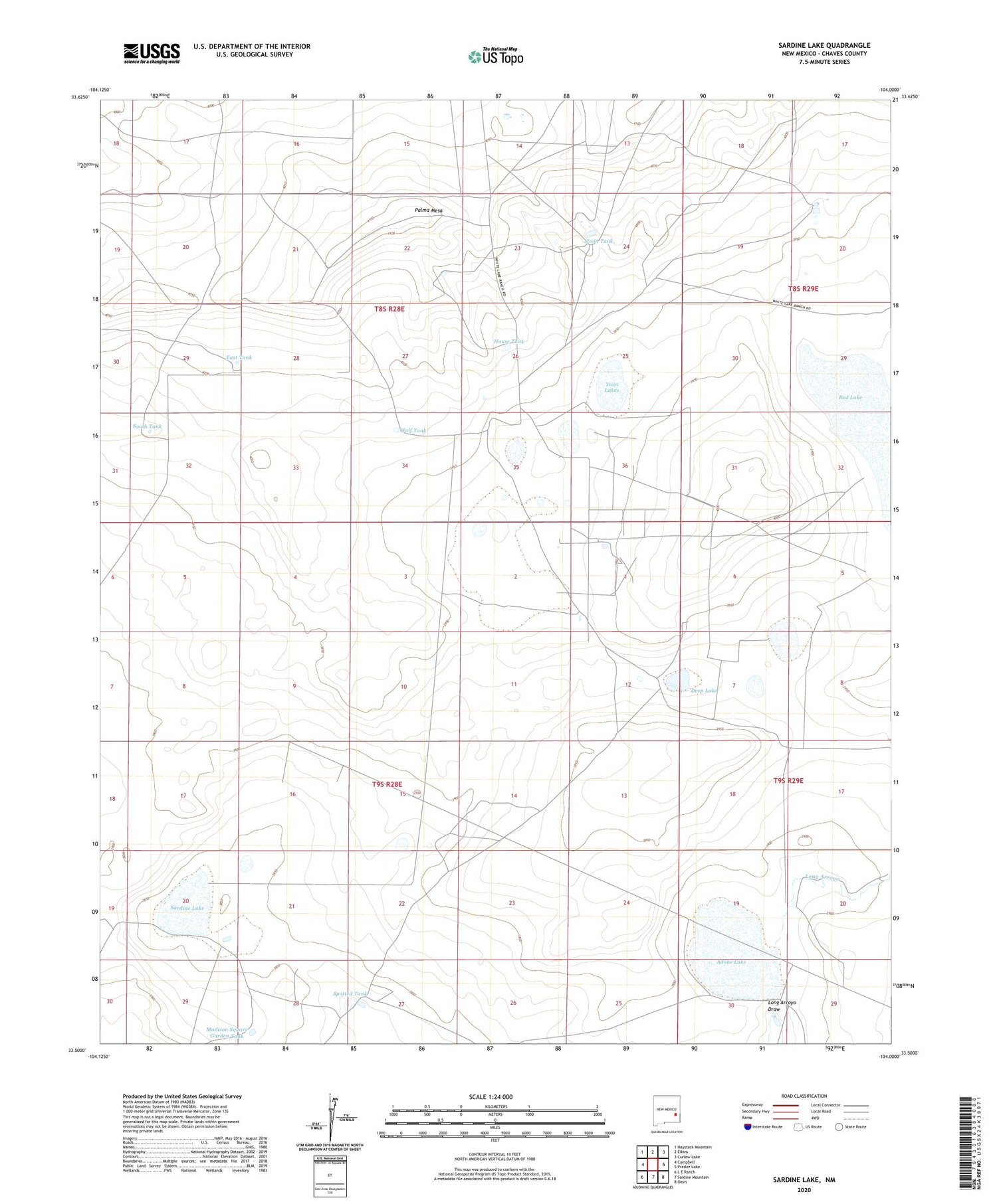 Sardine Lake New Mexico US Topo Map Image