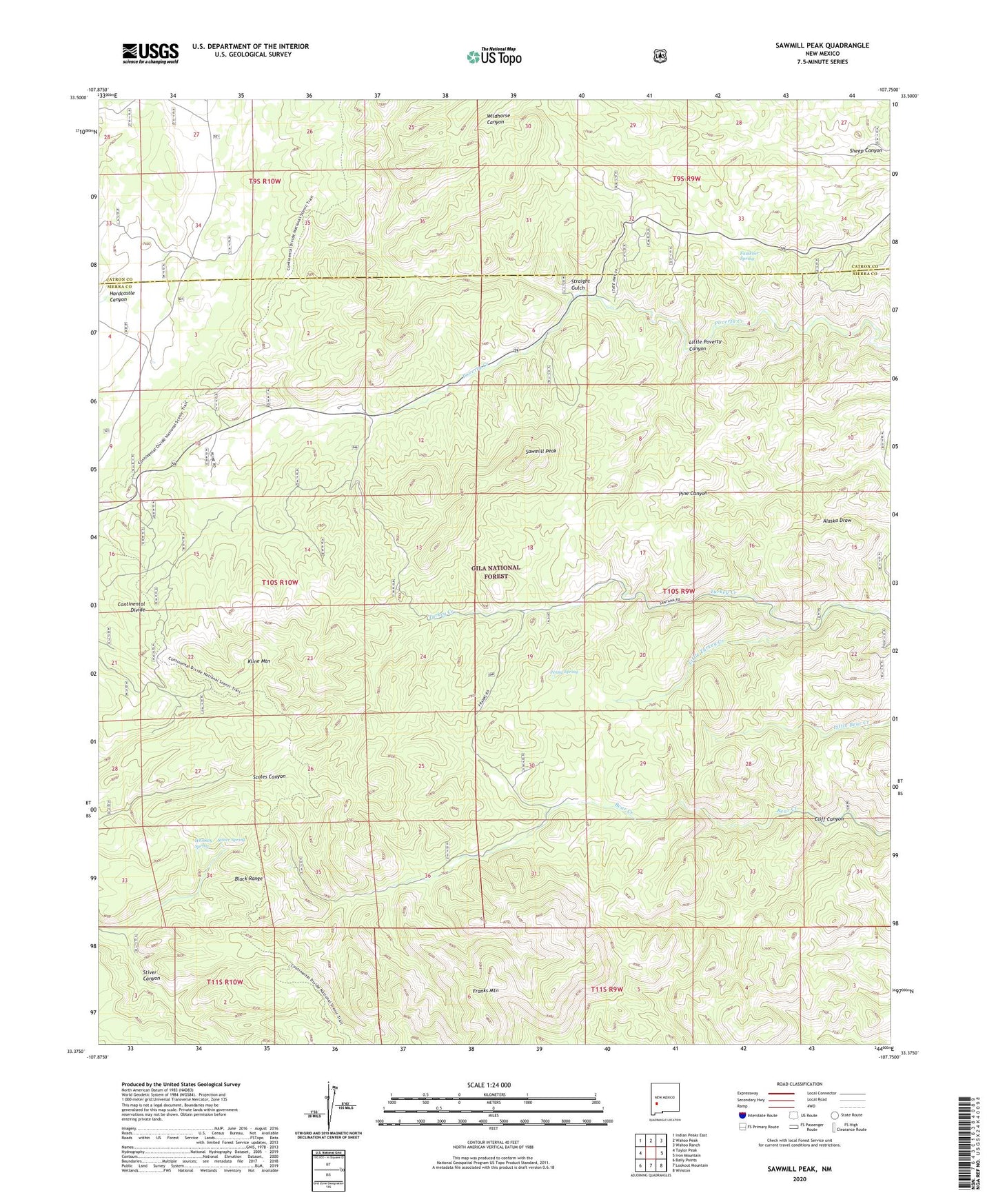 Sawmill Peak New Mexico US Topo Map Image