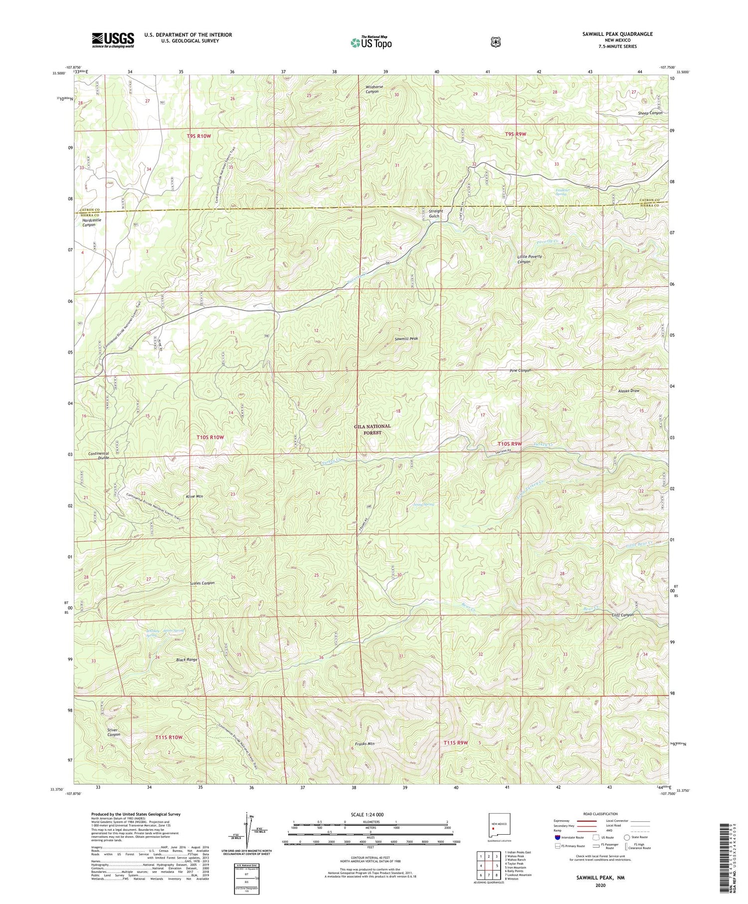 Sawmill Peak New Mexico US Topo Map Image
