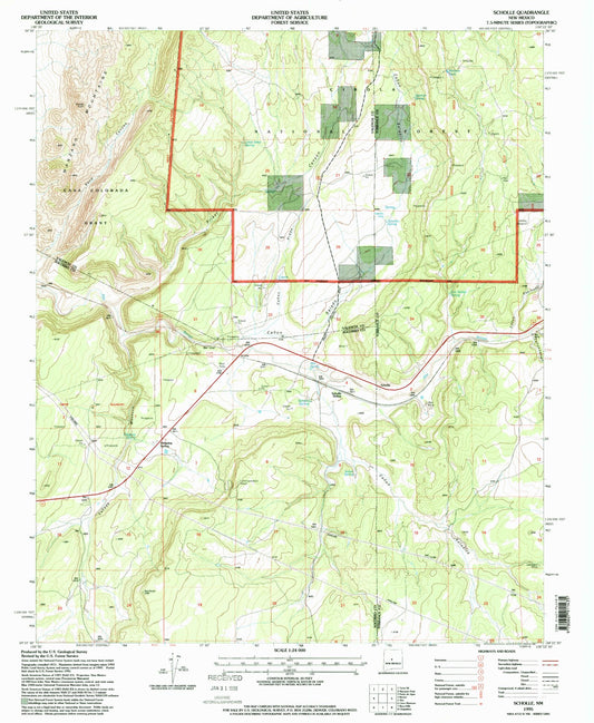 Classic USGS Scholle New Mexico 7.5'x7.5' Topo Map Image