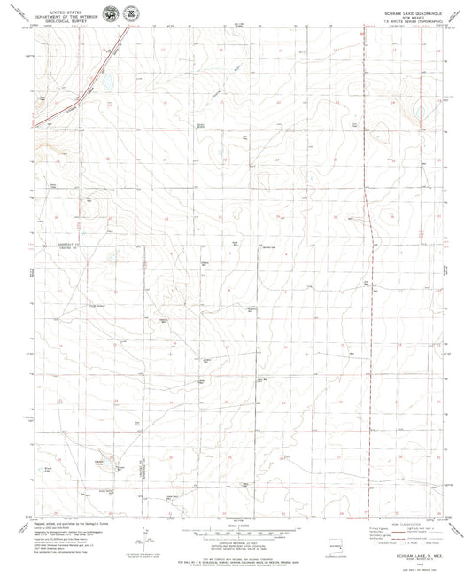 Classic USGS Schram Lake New Mexico 7.5'x7.5' Topo Map Image