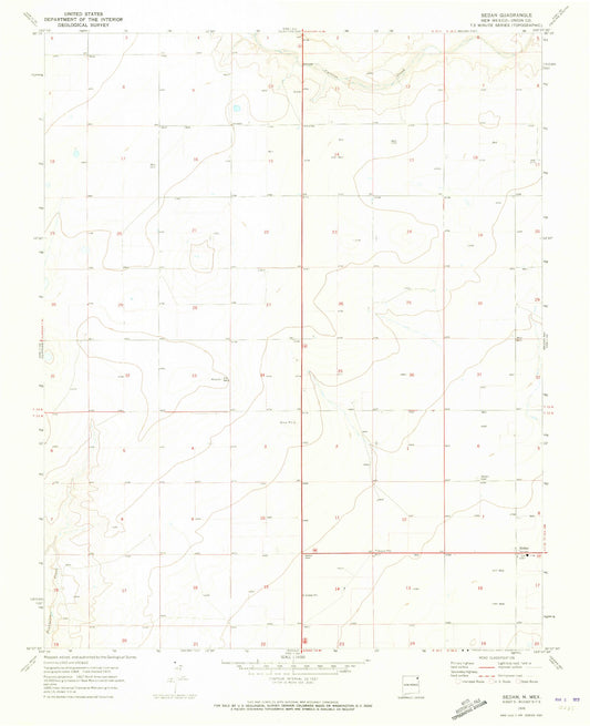 Classic USGS Sedan New Mexico 7.5'x7.5' Topo Map Image