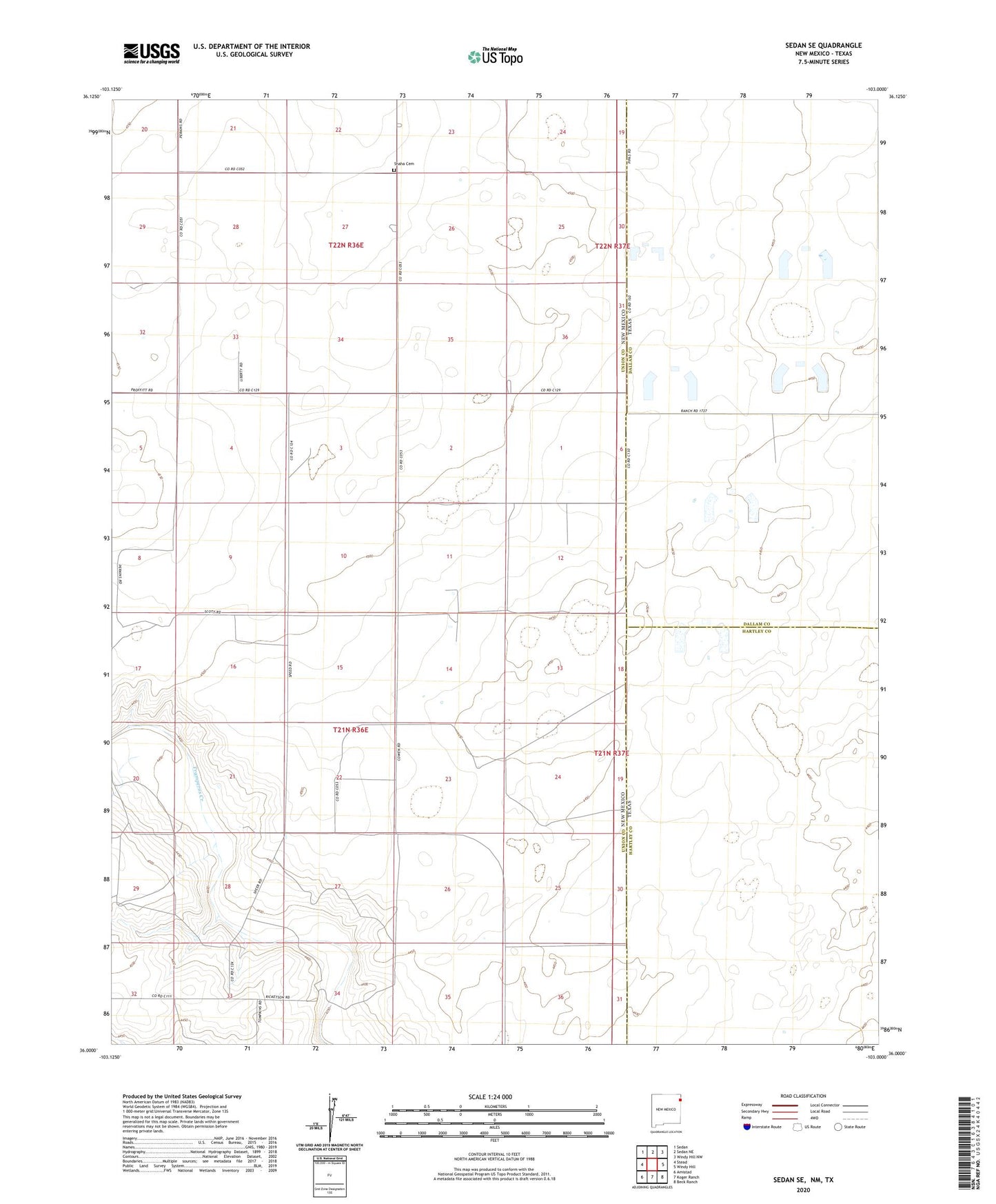 Sedan SE New Mexico US Topo Map Image