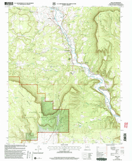 Classic USGS Sena New Mexico 7.5'x7.5' Topo Map Image