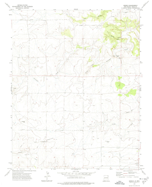 Classic USGS Seneca New Mexico 7.5'x7.5' Topo Map Image