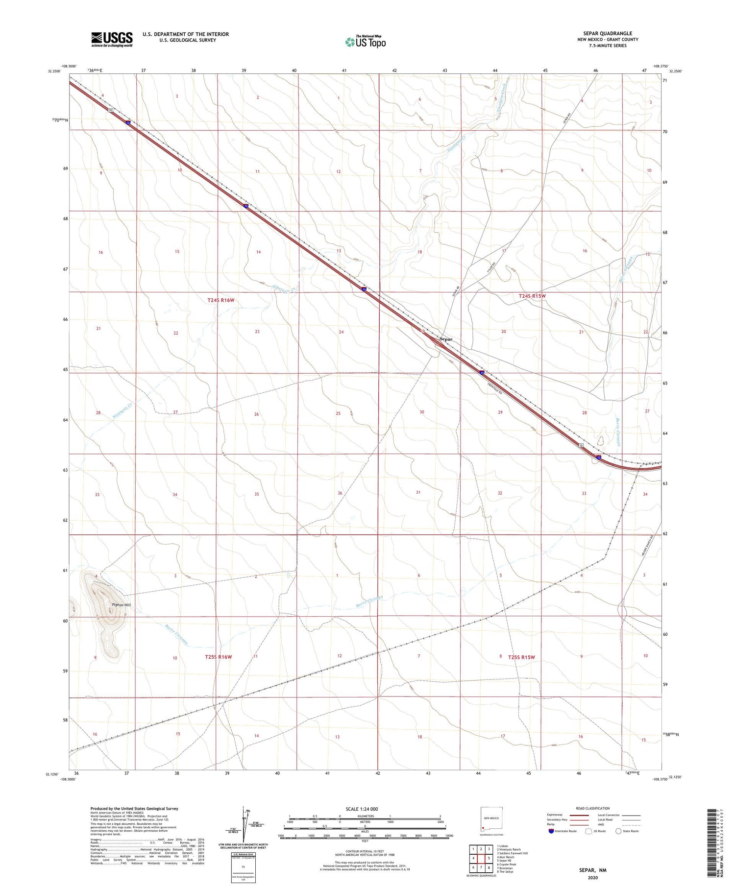 Separ New Mexico US Topo Map Image