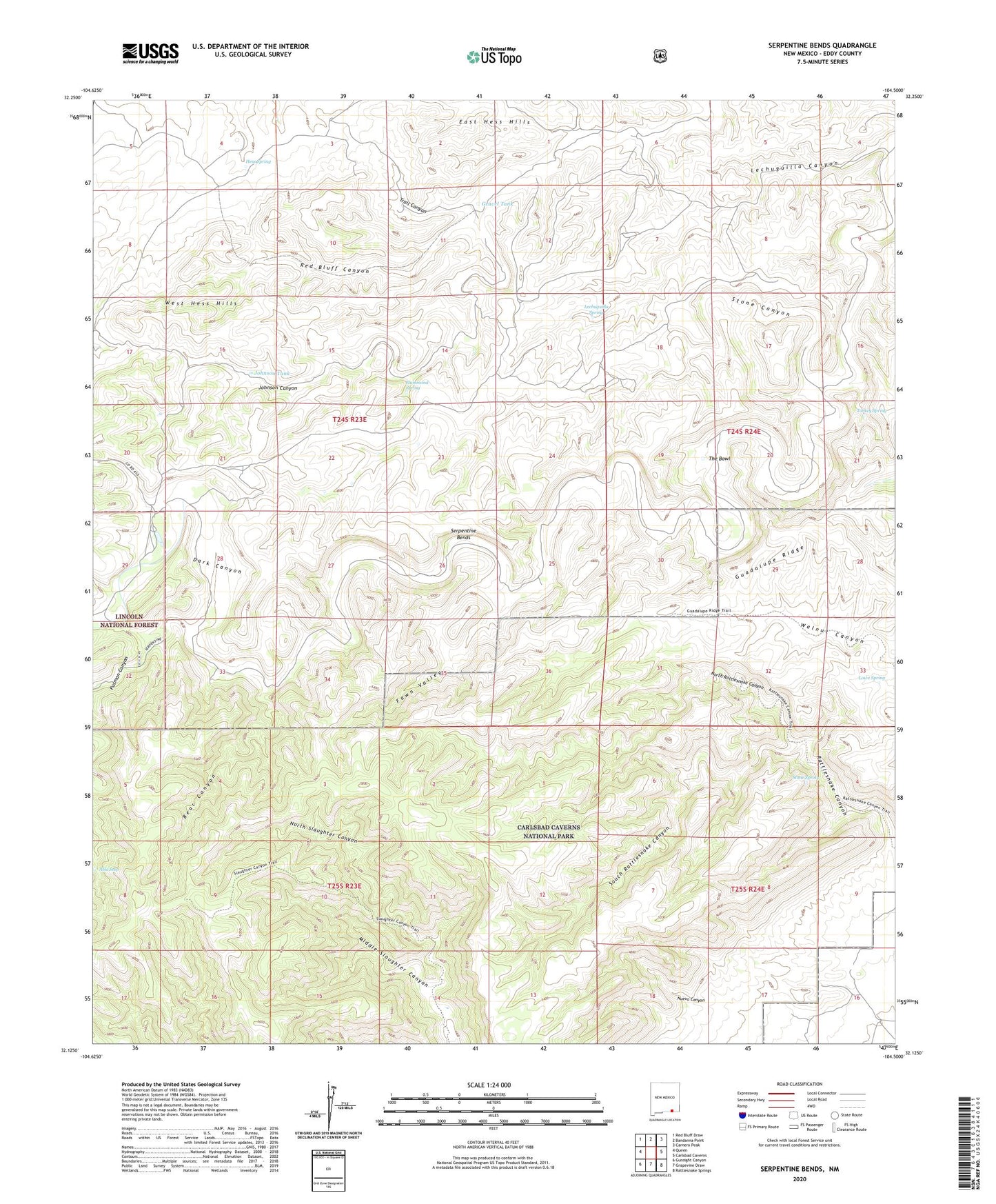 Serpentine Bends New Mexico US Topo Map Image
